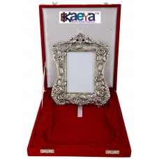 OkaeYa Silver Finish Photo Frame (Photo Size - 5/7) With Beautiful Red Velvet Box Exclusive Gift For Diwali Gift, Corporate Gift and Wedding Gift